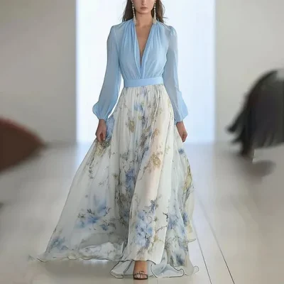 Elegant Long Sleeve Maxi Dress Women